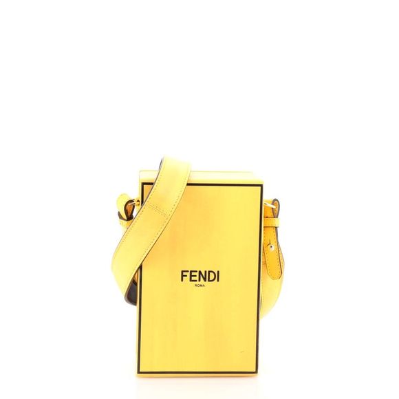 Fendi Bags Fendi Logo Vertical Box Crossbody Bag Leather Yellow